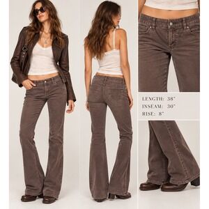Y2K 2008 Low Rise Brown Corduroy Flare Pants Size 6 Indie Sleaze Boho 2000s